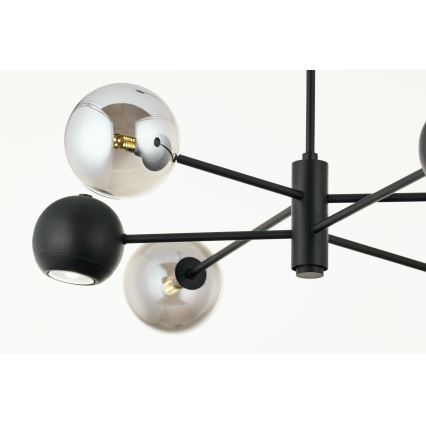 Jupiter 1974 - Hanglamp met vaste pendel MOKA 3xGU10/10W/230V + 3xG9/10W/230V zwart/glanzend chroom