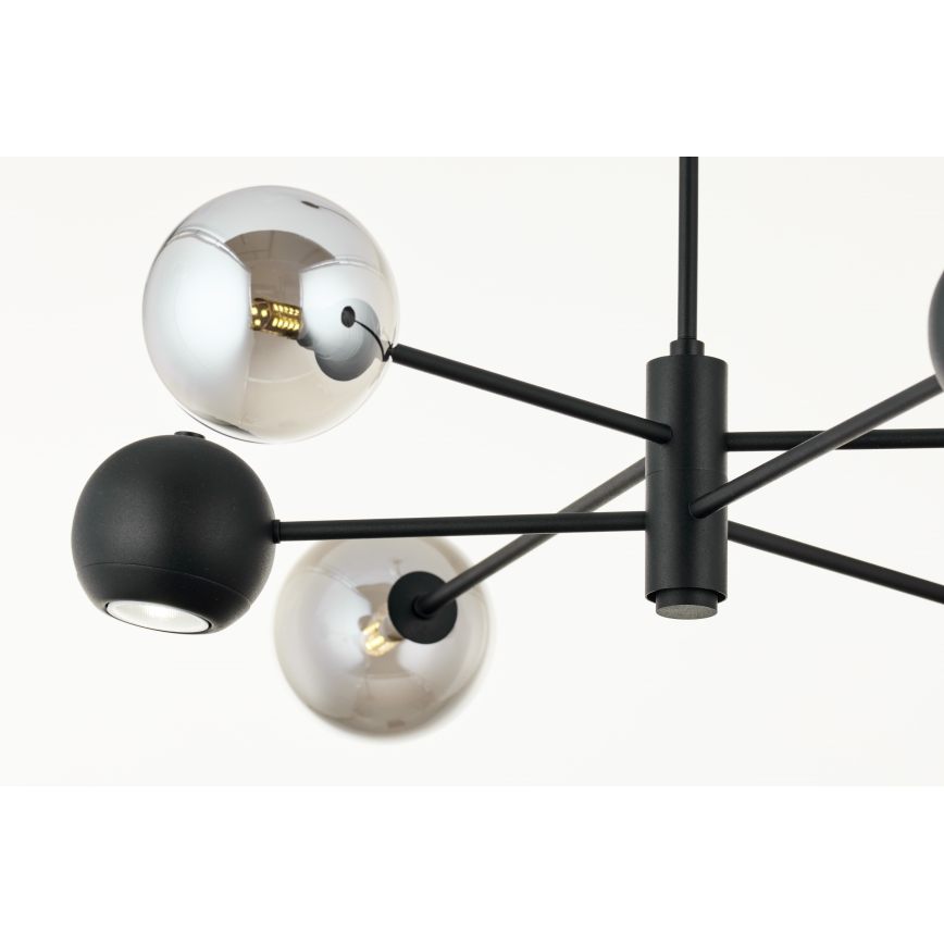 Jupiter 1974 - Hanglamp met vaste pendel MOKA 3xGU10/10W/230V + 3xG9/10W/230V zwart/glanzend chroom