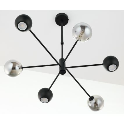 Jupiter 1974 - Hanglamp met vaste pendel MOKA 3xGU10/10W/230V + 3xG9/10W/230V zwart/glanzend chroom