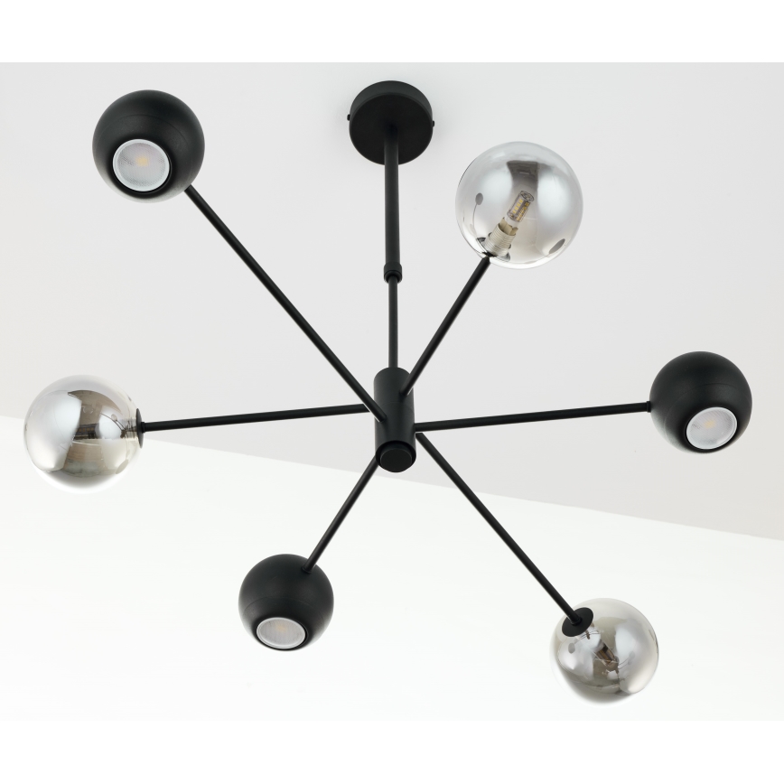 Jupiter 1974 - Hanglamp met vaste pendel MOKA 3xGU10/10W/230V + 3xG9/10W/230V zwart/glanzend chroom