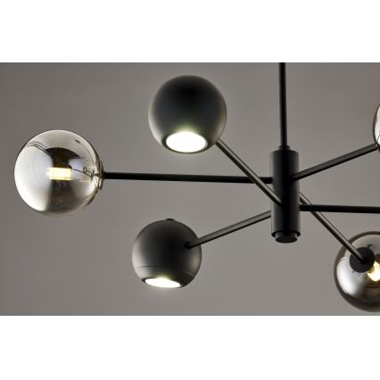 Jupiter 1974 - Hanglamp met vaste pendel MOKA 3xGU10/10W/230V + 3xG9/10W/230V zwart/glanzend chroom