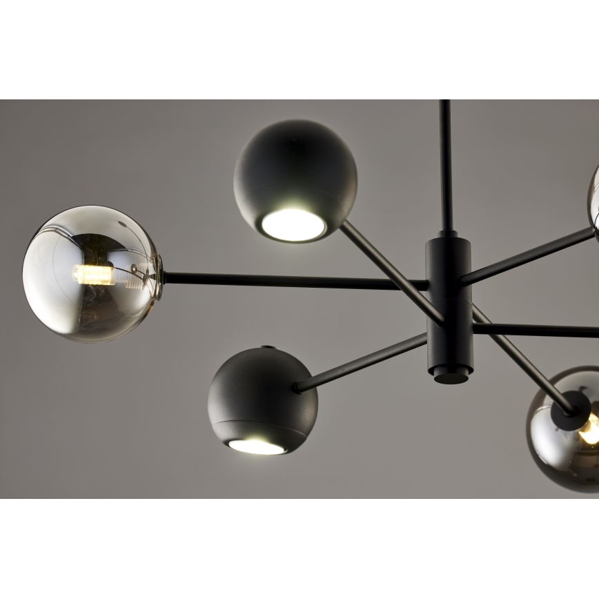 Jupiter 1974 - Hanglamp met vaste pendel MOKA 3xGU10/10W/230V + 3xG9/10W/230V zwart/glanzend chroom