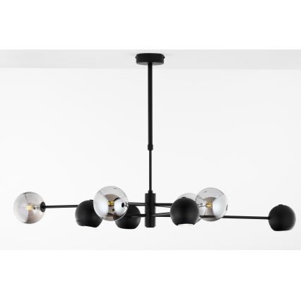 Jupiter 1975 - Hanglamp met vaste pendel MOKA 4xGU10/10W/230V + 4xG9/10W/230V zwart/chroom