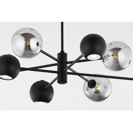 Jupiter 1975 - Hanglamp met vaste pendel MOKA 4xGU10/10W/230V + 4xG9/10W/230V zwart/chroom