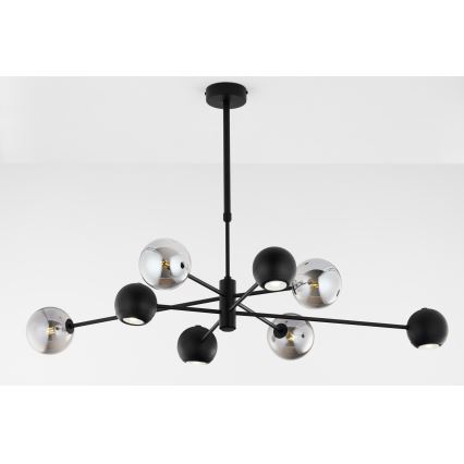 Jupiter 1975 - Hanglamp met vaste pendel MOKA 4xGU10/10W/230V + 4xG9/10W/230V zwart/chroom