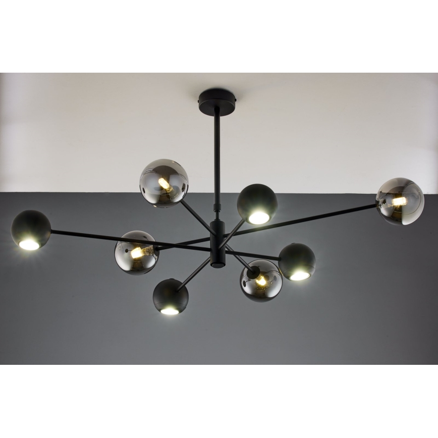Jupiter 1975 - Hanglamp met vaste pendel MOKA 4xGU10/10W/230V + 4xG9/10W/230V zwart/glanzend chroom