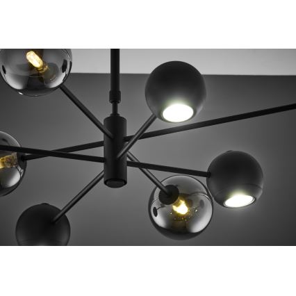 Jupiter 1975 - Hanglamp met vaste pendel MOKA 4xGU10/10W/230V + 4xG9/10W/230V zwart/chroom