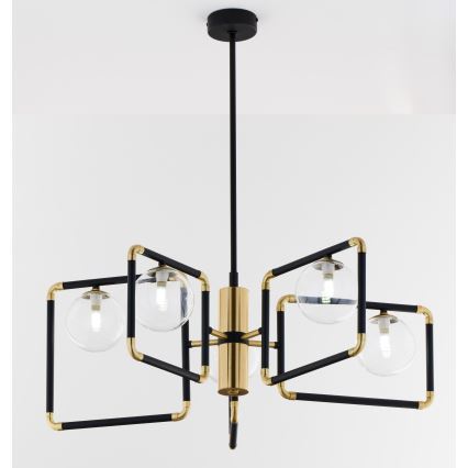 Jupiter 1985 - Hanglamp met vaste pendel IBRA 5xG9/10W/230V zwart/goud