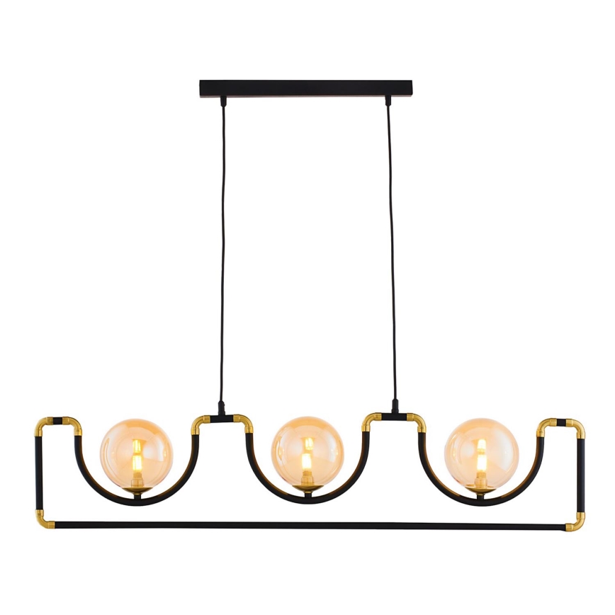 Jupiter 1989 - Hanglamp aan een koord HANZA 3xG9/10W/230V zwart/goud/beige