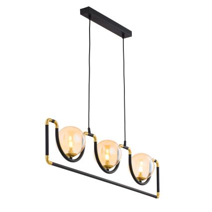 Jupiter 1989 - Hanglamp aan een koord HANZA 3xG9/10W/230V zwart/goud/beige
