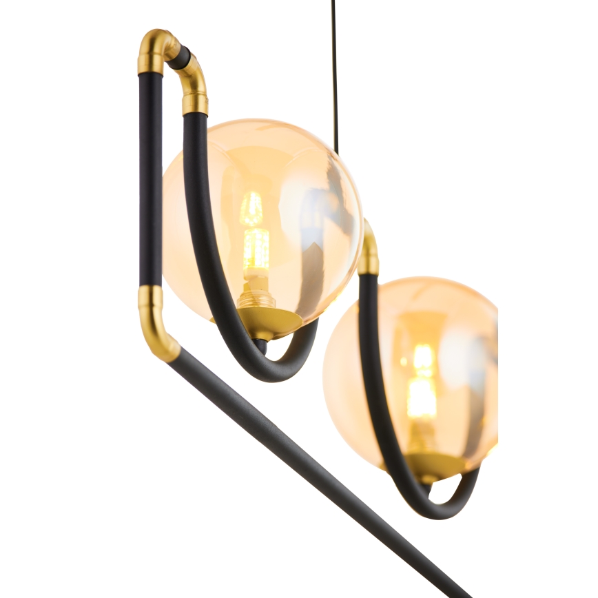 Jupiter 1989 - Hanglamp aan een koord HANZA 3xG9/10W/230V zwart/goud/beige