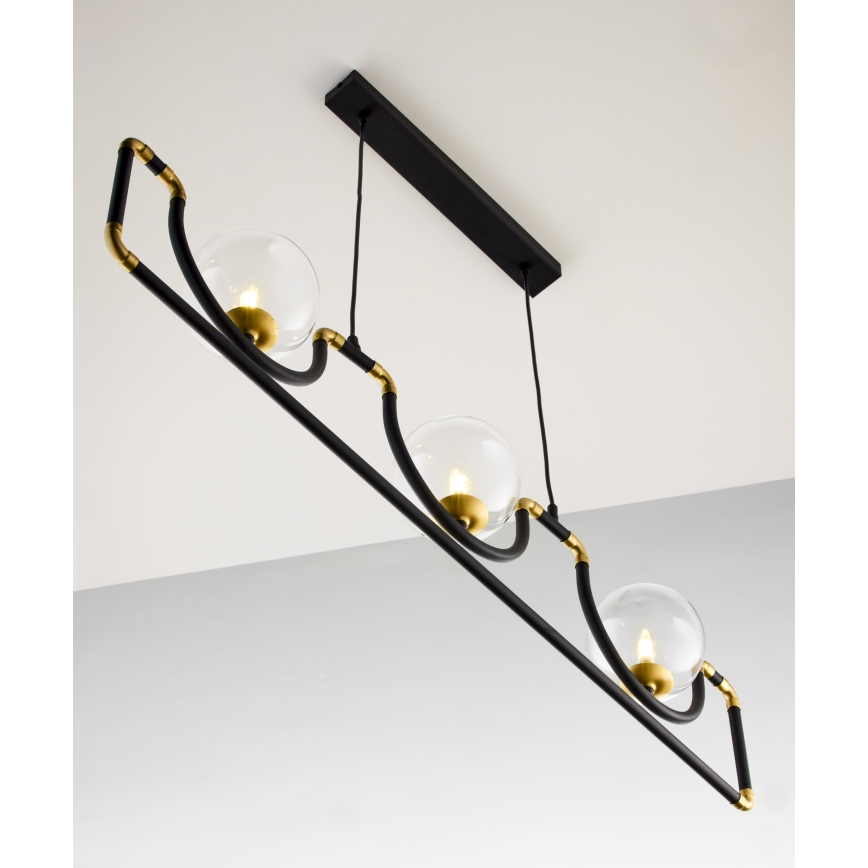 Jupiter 1990 - Hanglamp aan een koord HANZA 3xG9/10W/230V zwart/goud