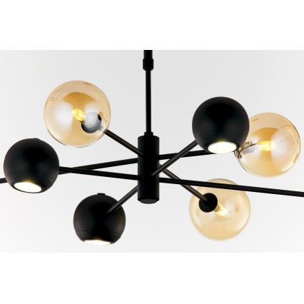 Jupiter 1994 - Hanglamp met vaste pendel MOKA 4xGU10/10W/230V + 4xG9/10W/230V zwart/beige