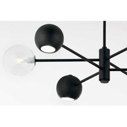 Jupiter 1995 - Hanglamp met vaste pendel MOKA 3xGU10/10W/230V + 3xG9/10W/230V zwart/doorzichtig