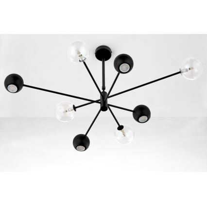 Jupiter 1996 - Hanglamp met vaste pendel MOKA 4xGU10/10W/230V + 4xG9/10W/230V zwart/doorzichtig