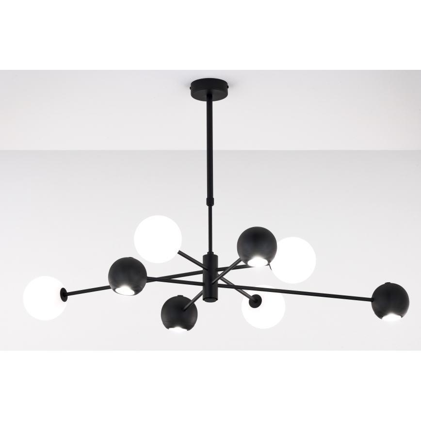 Jupiter 1998 - Hanglamp met vaste pendel MOKA 4xGU10/10W/230V + 4xG9/10W/230V zwart/wit