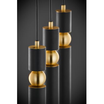 Jupiter 2004 - Hanglamp aan een koord ALAS 3xGU10/10W/230V zwart/goud
