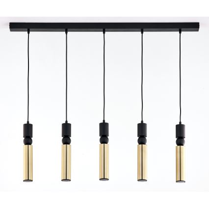 Jupiter 2012 - Hanglamp aan een koord ALAS 5xGU10/10W/230V zwart/goud