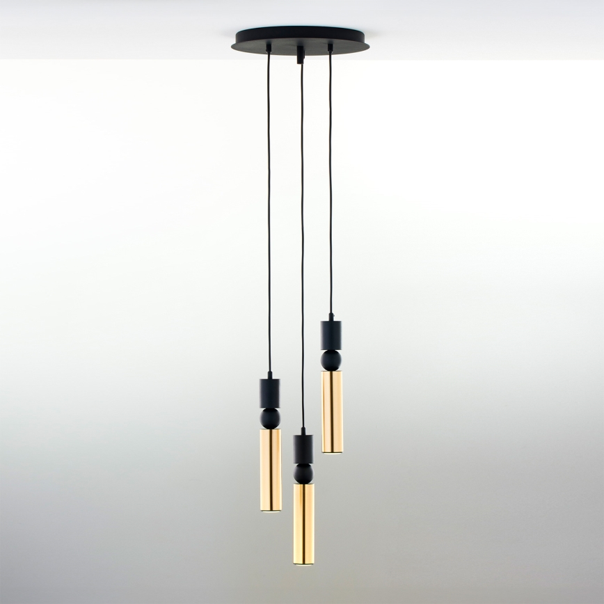 Jupiter 2016 - Hanglamp aan een koord ALAS 3xGU10/10W/230V goud/zwart