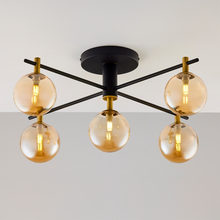 Jupiter 2032 - Bevestigde hanglamp FIGARO 5xG9/10W/230V zwart/goud/beige