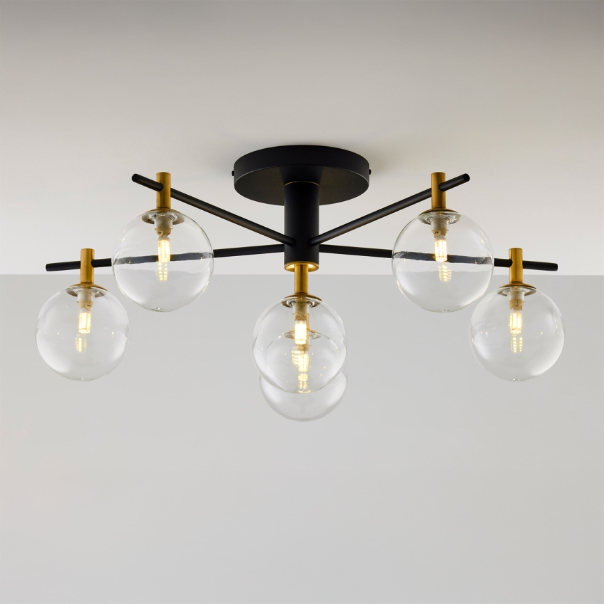Jupiter 2036 - Bevestigde hanglamp FIGARO 6xG9/10W/230V zwart/goud/beige/doorzichtig