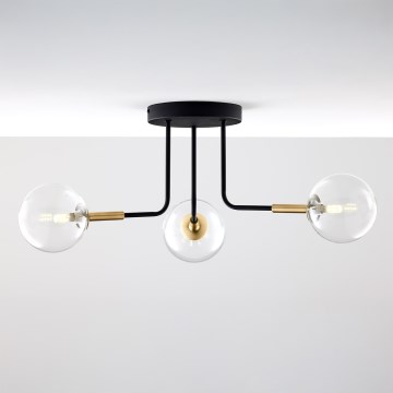 Jupiter 2039 - Hanglamp met vaste pendel BURANO 3xG9/10W/230V zwart/goud/doorzichtig