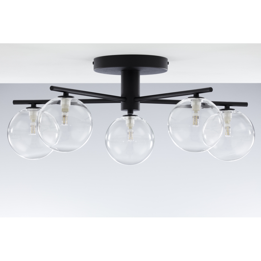 Jupiter 2046 - Bevestigde hanglamp PRATO 5xG9/10W/230V zwart/doorzichtig