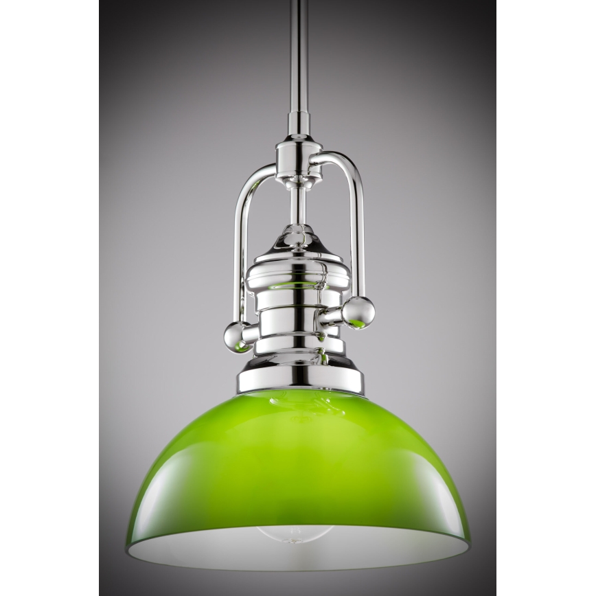 Jupiter 2071 - Hanglamp met stang PLATINO 1xE27/15W/230V groen/glanzend chroom
