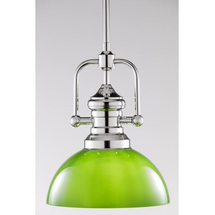 Jupiter 2071 - Hanglamp met stang PLATINO 1xE27/15W/230V groen/glanzend chroom