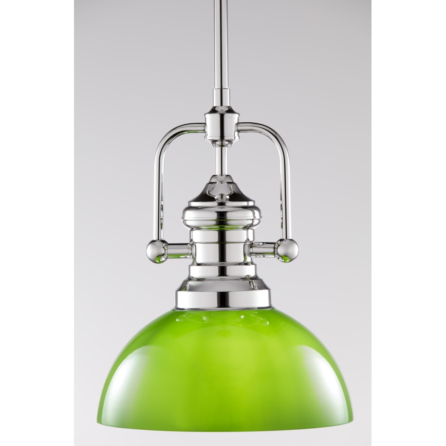 Jupiter 2071 - Hanglamp met stang PLATINO 1xE27/15W/230V groen/glanzend chroom