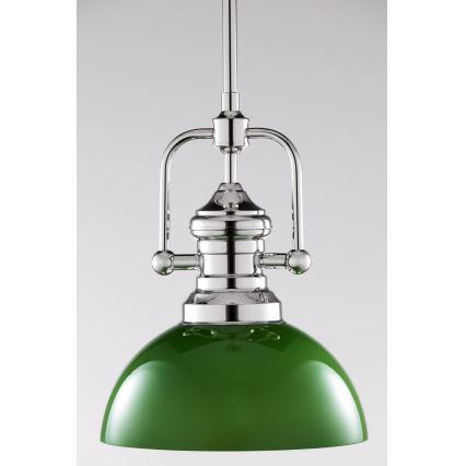 Jupiter 2071 - Hanglamp met stang PLATINO 1xE27/15W/230V groen/glanzend chroom