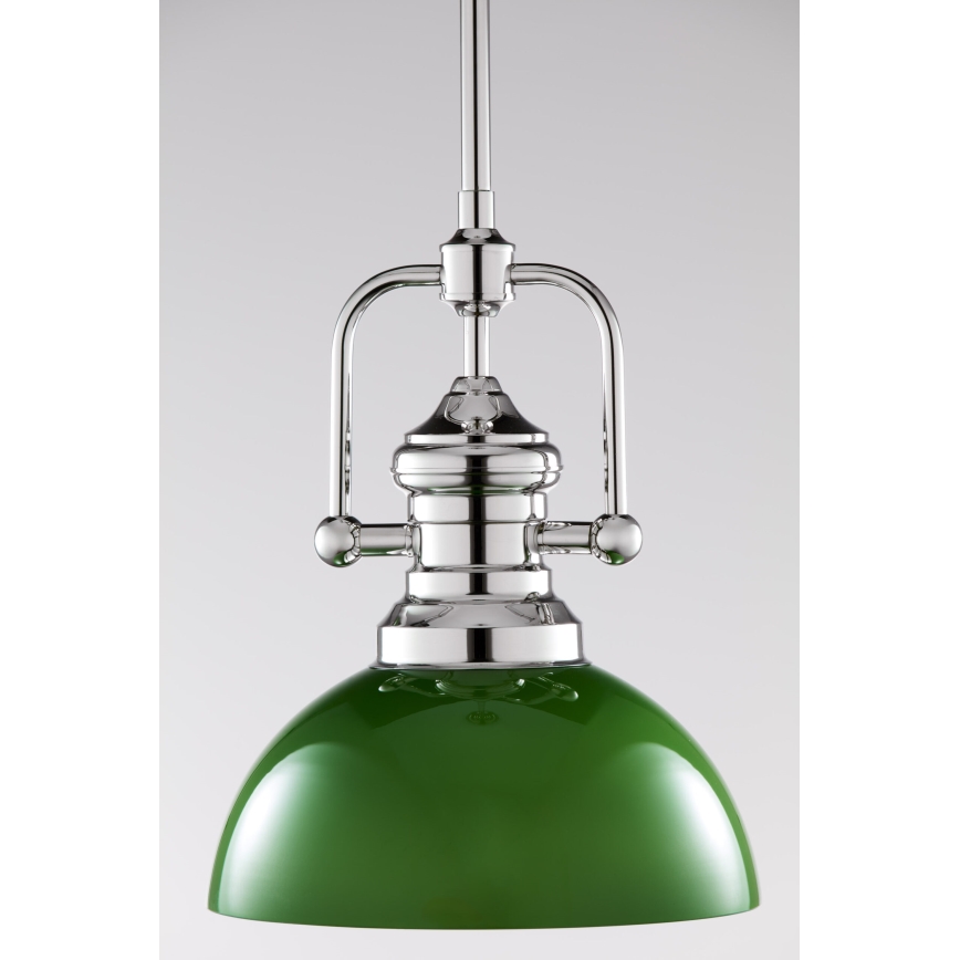 Jupiter 2071 - Hanglamp met stang PLATINO 1xE27/15W/230V groen/glanzend chroom