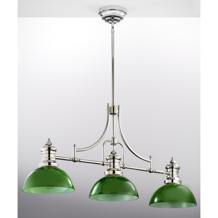 Jupiter 2072 - Hanglamp aan stang PLATINO 3xE27/15W/230V groen/glanzend chroom
