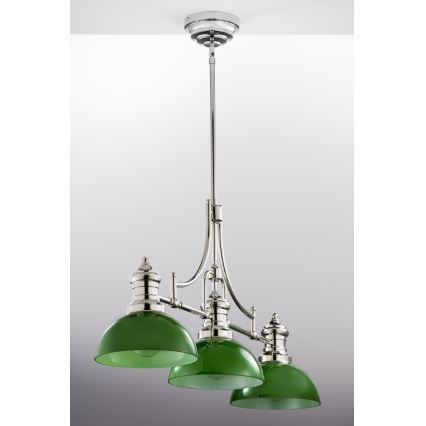 Jupiter 2072 - Hanglamp aan stang PLATINO 3xE27/15W/230V groen/glanzend chroom