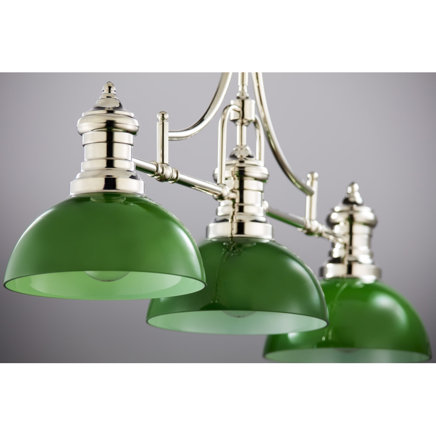 Jupiter 2072 - Hanglamp aan stang PLATINO 3xE27/15W/230V groen/glanzend chroom