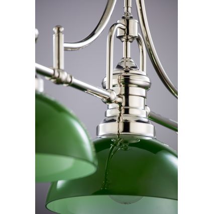 Jupiter 2072 - Hanglamp aan stang PLATINO 3xE27/15W/230V groen/glanzend chroom