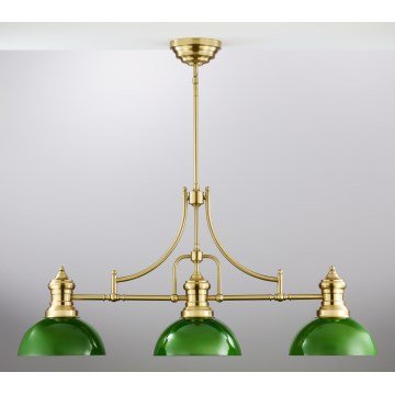 Jupiter 2074 - Hanglamp met staaf PLATINO 3xE27/15W/230V groen/goud