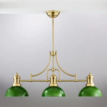 Jupiter 2074 - Hanglamp met staaf PLATINO 3xE27/15W/230V groen/goud