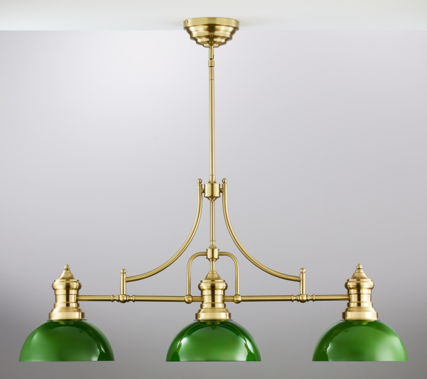 Jupiter 2074 - Hanglamp met staaf PLATINO 3xE27/15W/230V groen/goud
