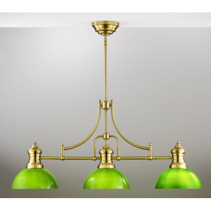 Jupiter 2074 - Hanglamp met staaf PLATINO 3xE27/15W/230V groen/goud