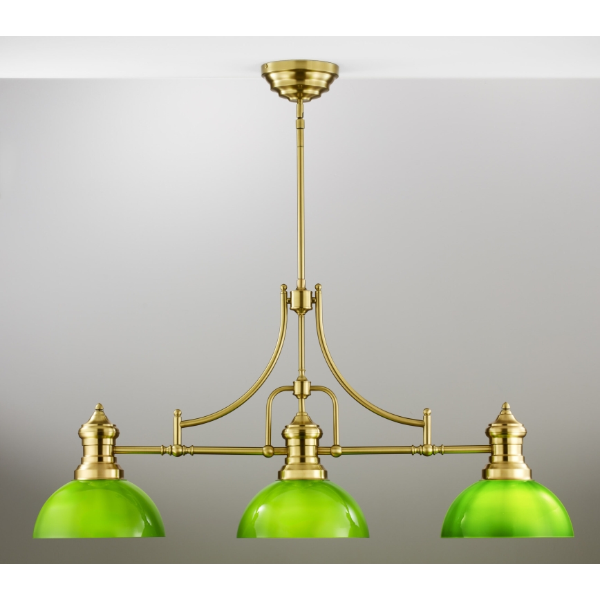 Jupiter 2074 - Hanglamp met staaf PLATINO 3xE27/15W/230V groen/goud