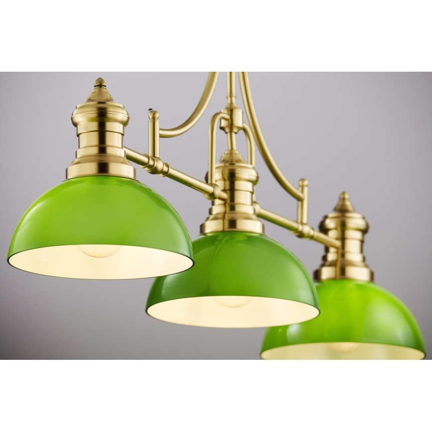 Jupiter 2074 - Hanglamp met staaf PLATINO 3xE27/15W/230V groen/goud