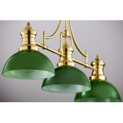 Jupiter 2074 - Hanglamp met staaf PLATINO 3xE27/15W/230V groen/goud