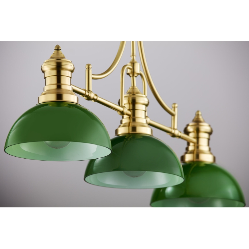 Jupiter 2074 - Hanglamp met staaf PLATINO 3xE27/15W/230V groen/goud