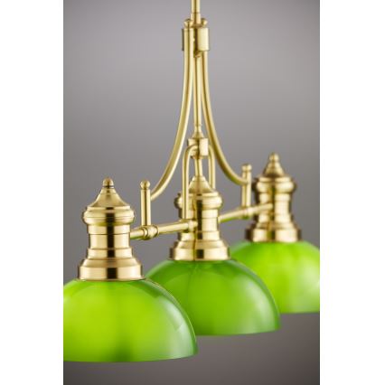 Jupiter 2074 - Hanglamp met staaf PLATINO 3xE27/15W/230V groen/goud