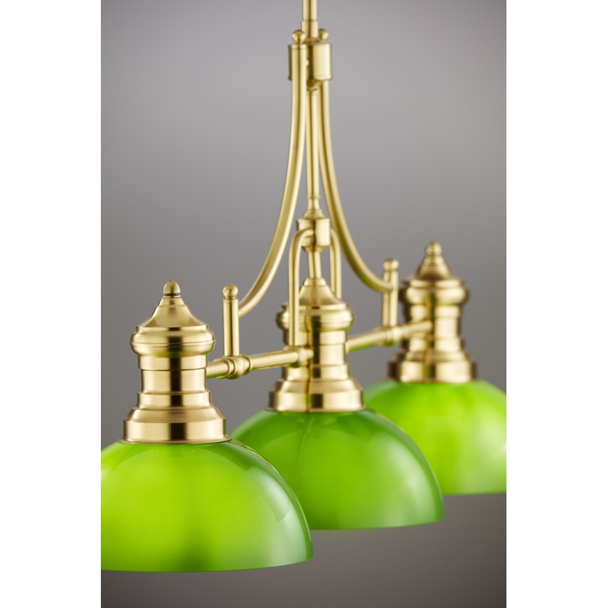 Jupiter 2074 - Hanglamp met staaf PLATINO 3xE27/15W/230V groen/goud