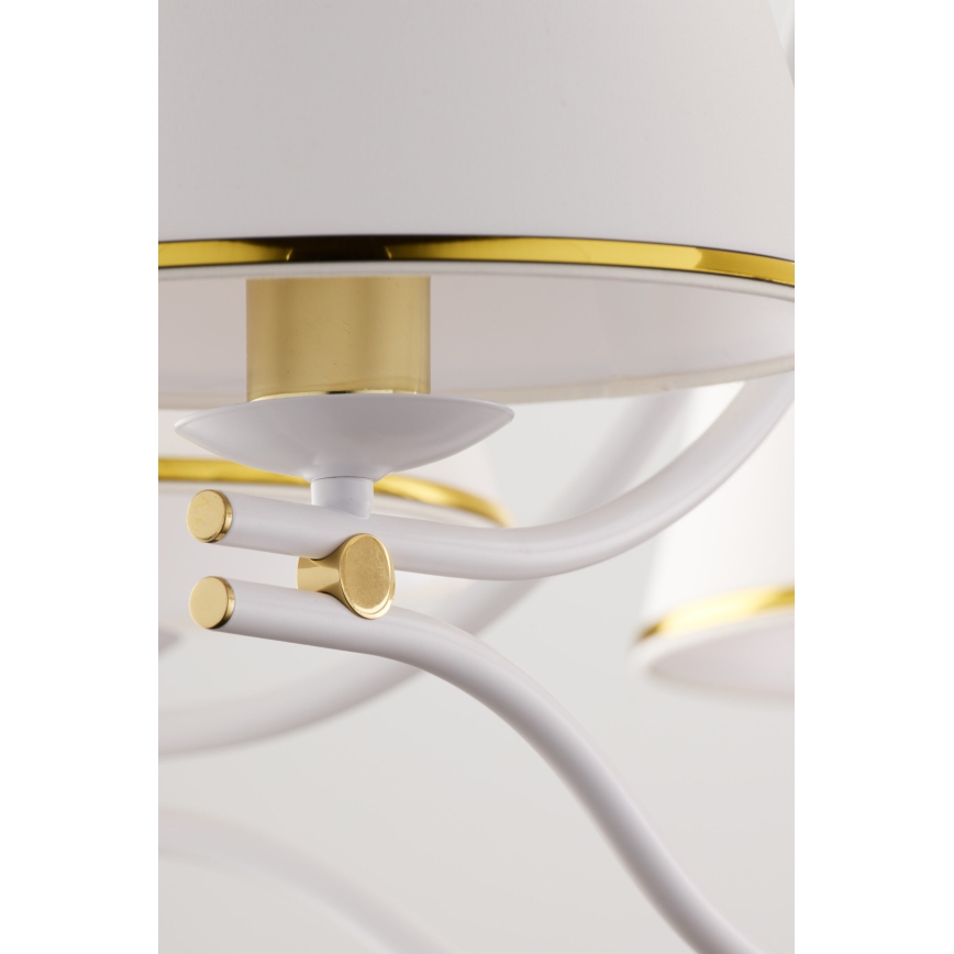 Jupiter 2084 - Kroonluchter aan ketting SAMBA 5xE27/15W/230V wit/goud