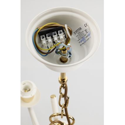 Jupiter 2085 - Kroonluchter aan ketting SAMBA 3xE27/15W/230V wit/goud