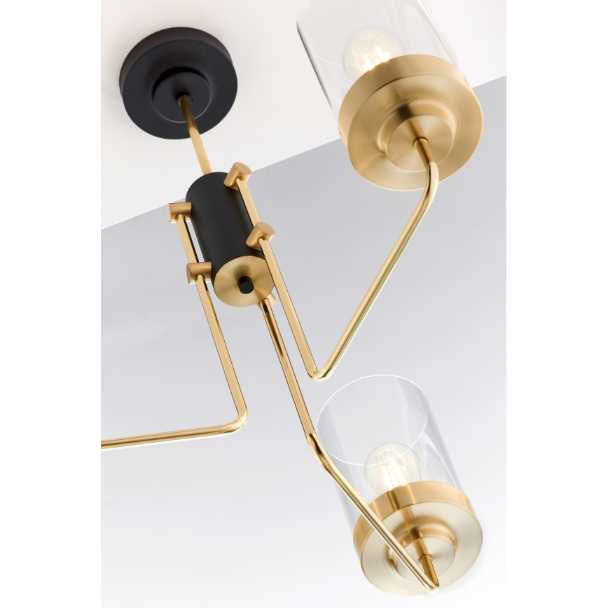 Jupiter 2087 - Kroonluchter met stang RAMIREZ 3xE27/15W/230V goud/zwart