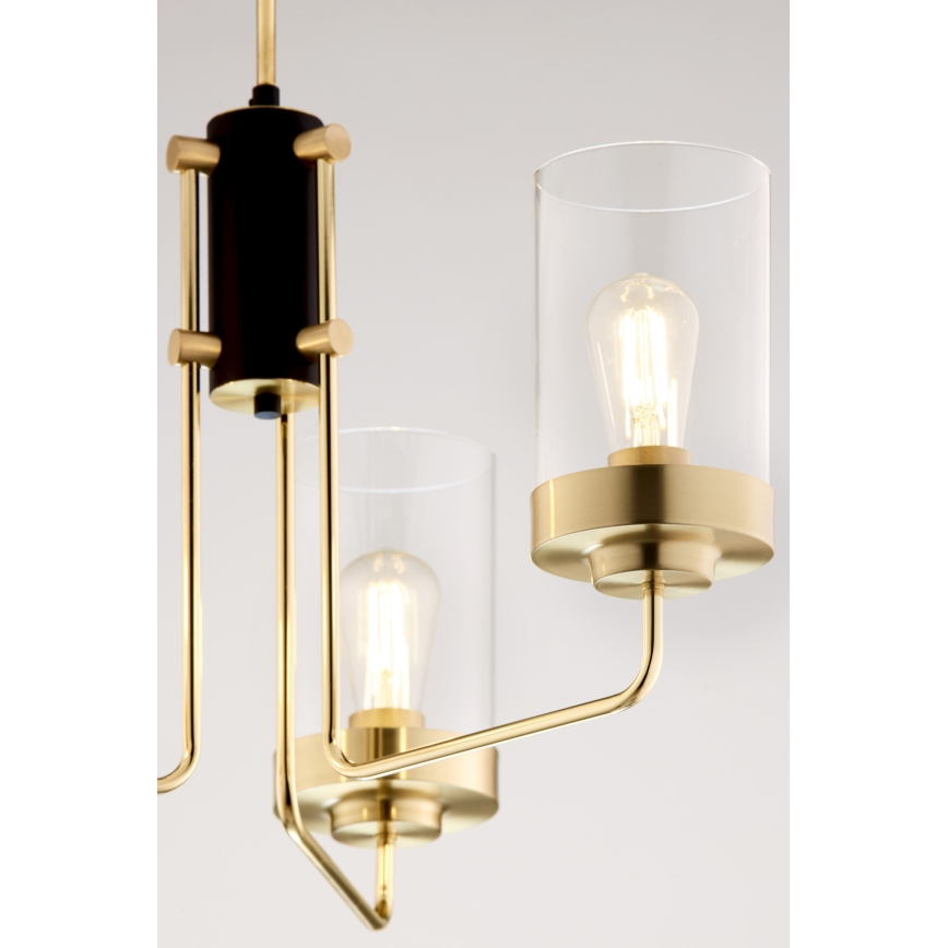 Jupiter 2087 - Kroonluchter met stang RAMIREZ 3xE27/15W/230V goud/zwart